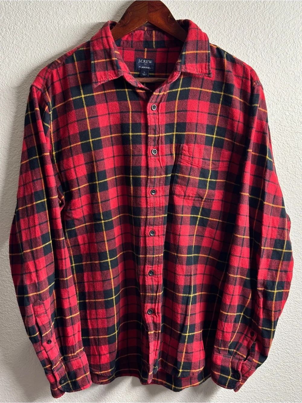J. Crew Red and Black Plaid Flannel Button-Down Shirt